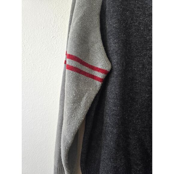 Arizona Jean Co Men’s XL Wool Blend Quarter Zip Sweater Gray Red Stripes - Picture 6 of 6